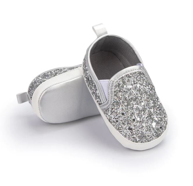Silver glitter 2025 baby shoes